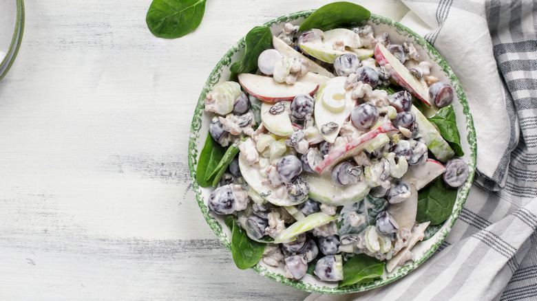 Waldorf salad with apple, grapes and celery