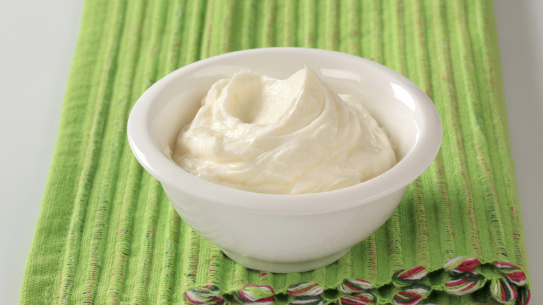 Cream cheese in a ramekin