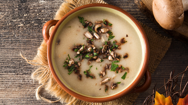 Bowl of mushroom soup