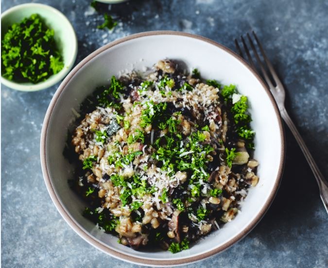 Creamy Barley with Courgette and Mushroom