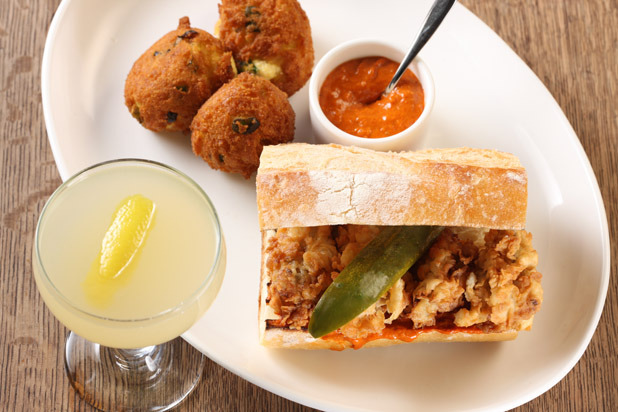 Beast of the Southern Wild: Fried Oyster Po'Boy with Hush Puppies and a Spicy Remoulade 