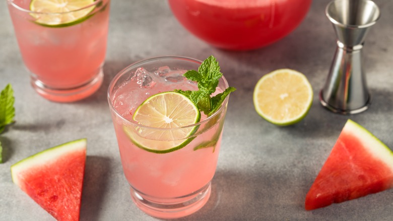 glasses of watermelon agua fresca