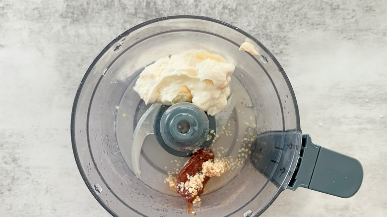 food processor with mayonnaise and chipotle pepper