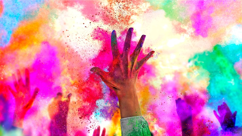 Holi celebration with colored powder