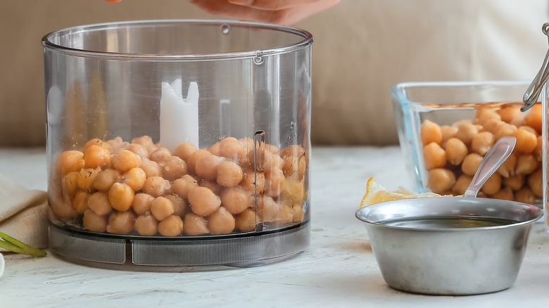 chickpeas in food processor