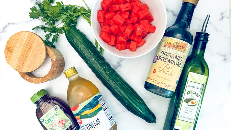 ingredients for watermelon cucumber salad