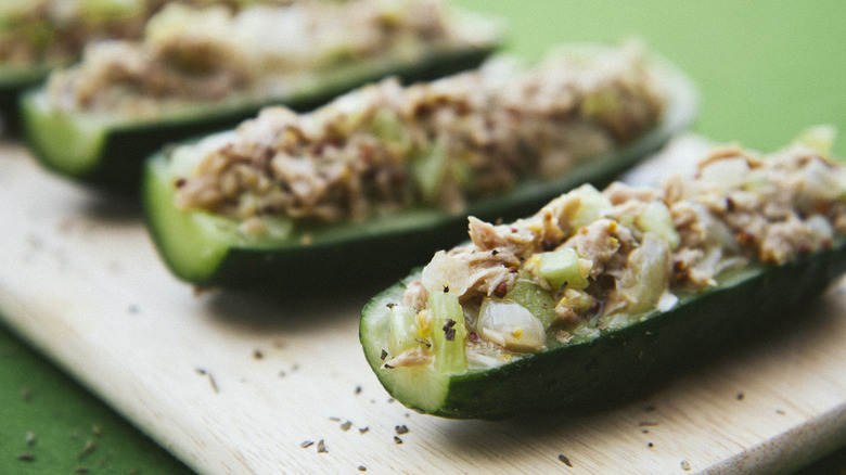 Cucumber boats with dip