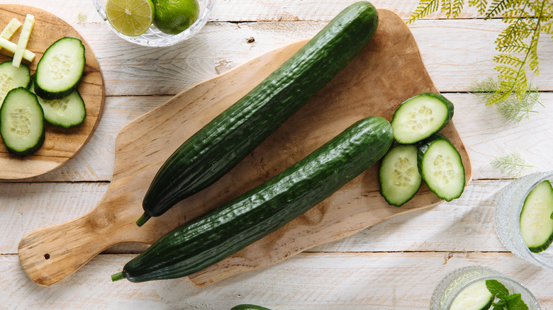 cucumbers on a cutting board