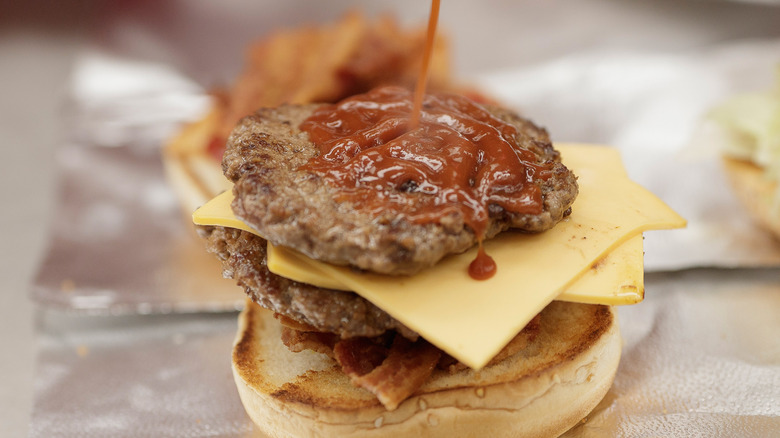 Five Guys burger being prepped