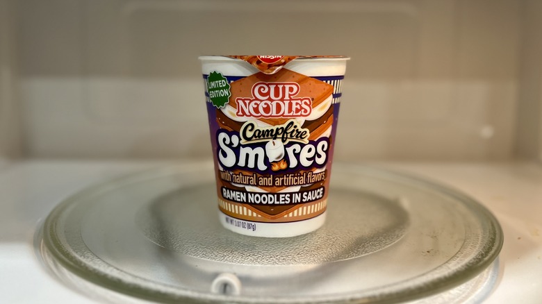 Cup Noodles Campfire S'mores in microwave