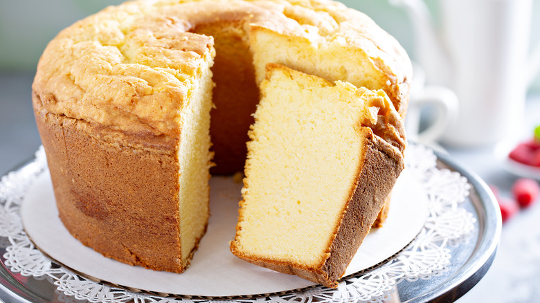 Sliced angel food cake