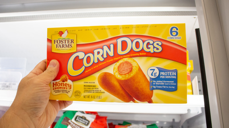 Box of frozen corn dogs