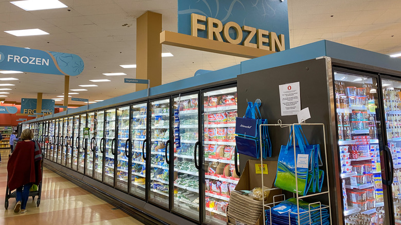 Frozen food aisle in a grocery store