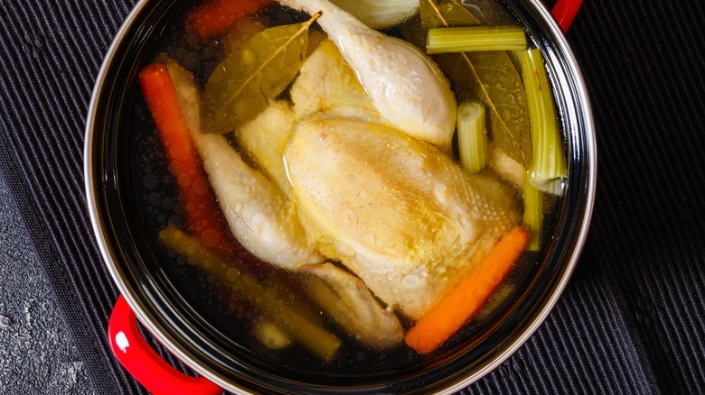 Whole chicken in pot