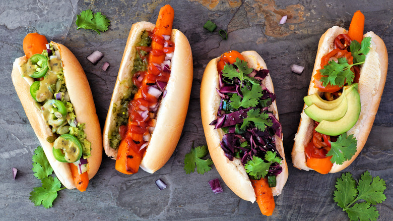 carrot hot dogs with toppings