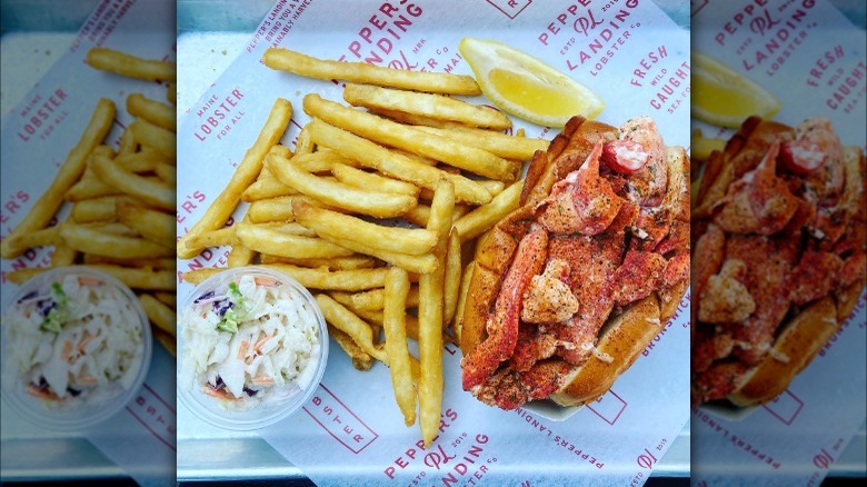 lobster roll with fries