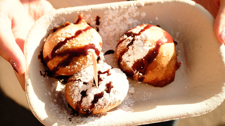 Deep fried oreos with chocolate drizzle