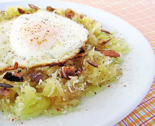 Brown Butter Spaghetti Squash with Fried Eggs 