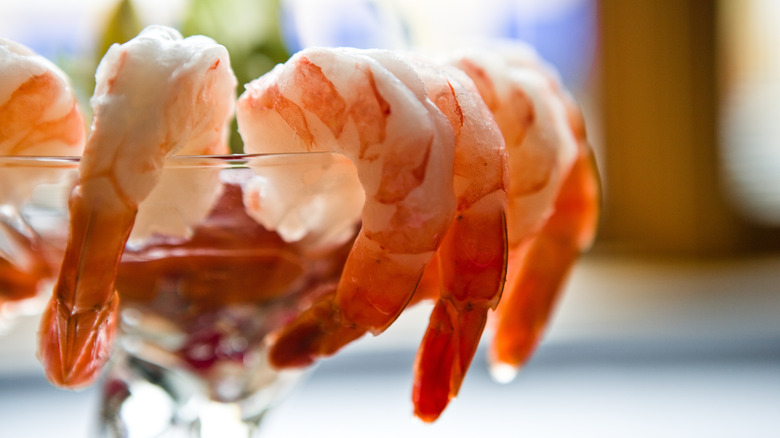 Shrimp cocktail in cocktail glass