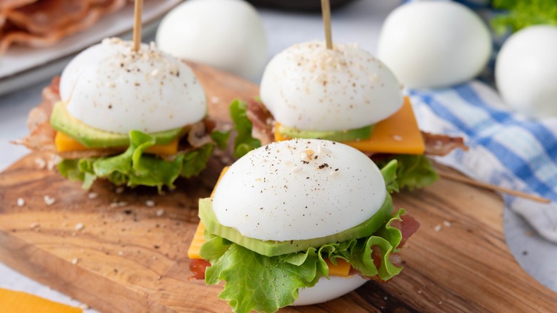 Plate of deviled egg sliders