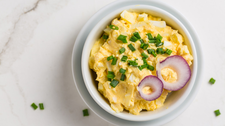 Deviled egg dip with scallions