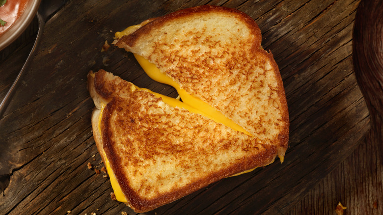 Top down grilled cheese sandwich