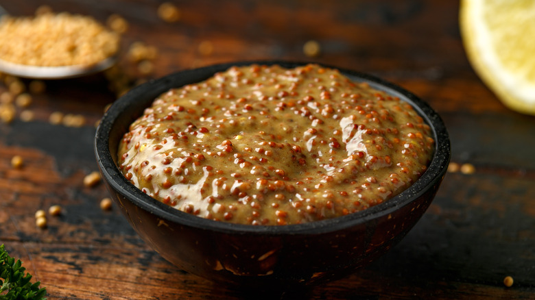 Bowl of dijon mustard