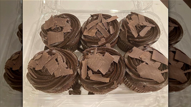 Chocolate cupcakes in container