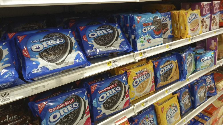 oreo products on shelves at grocery store