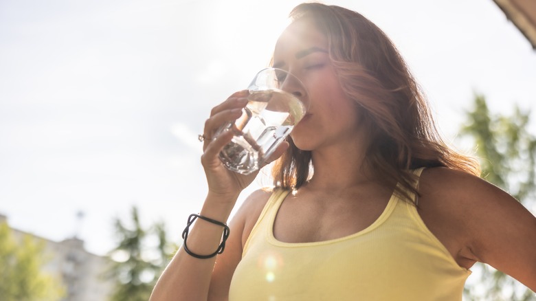 Woman drinking water