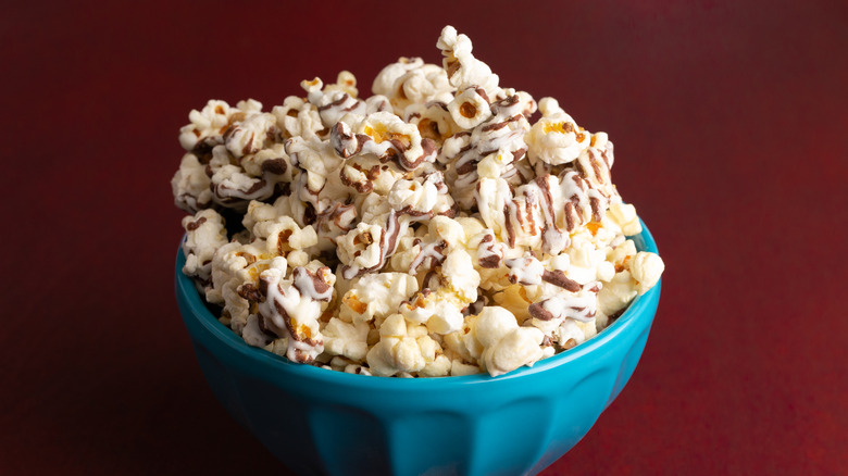 Chocolate drizzled popcorn