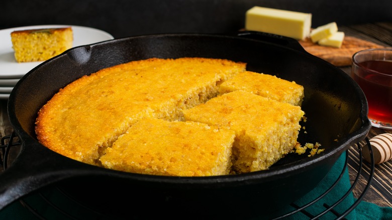 Cornbread in the pan