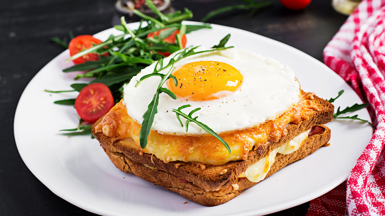 Croque Madame with greens