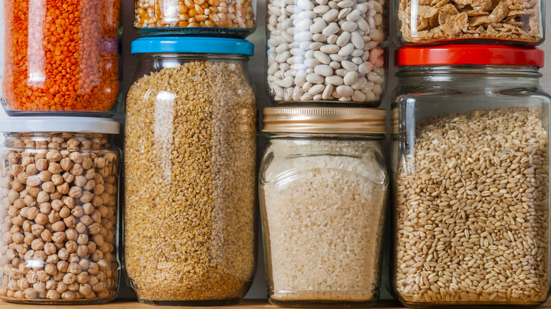 dried beans in jars