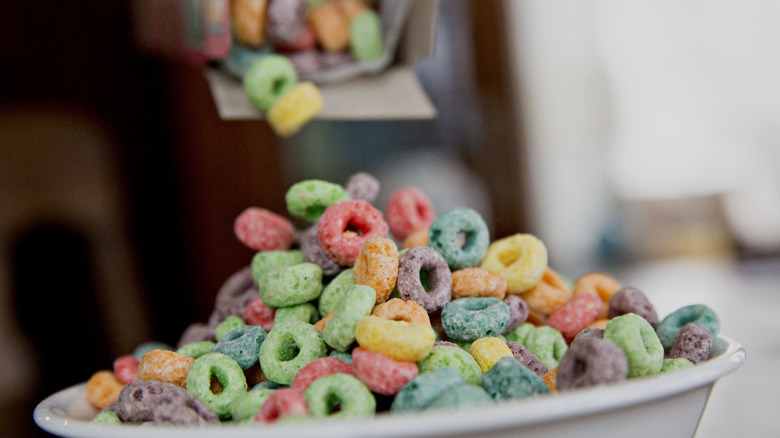 froot loops poured into bowl