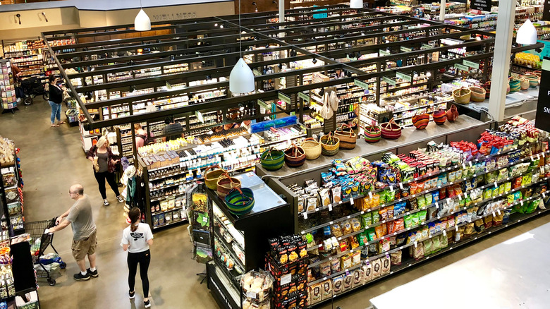 aerial view of grocery aisles