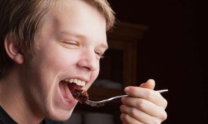 Shoveling food into your mouth