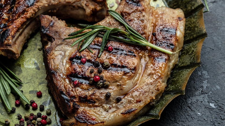 Bone-in pork chop with spices