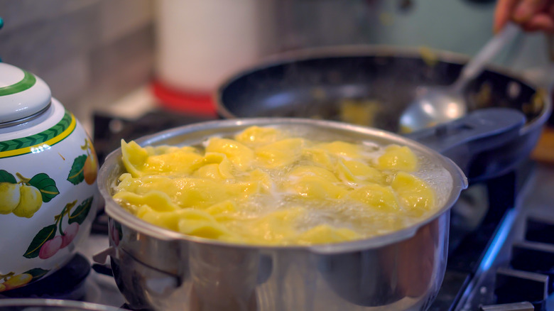 Ravioli in pot of water