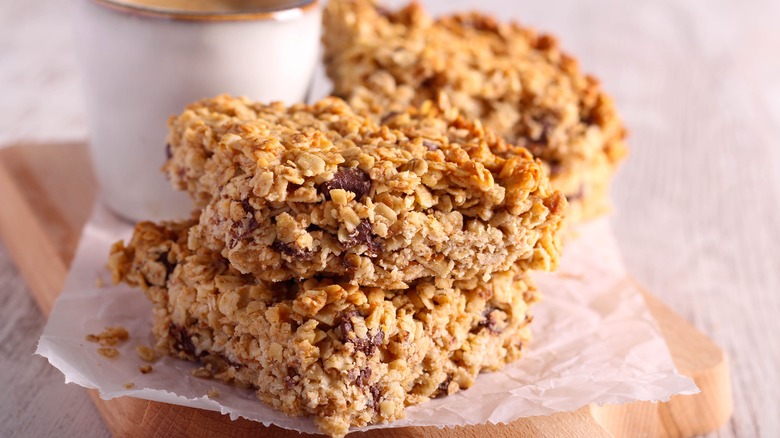 British flapjacks on wooden board