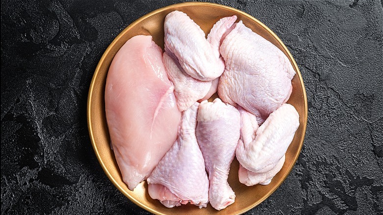 Raw chicken pieces 