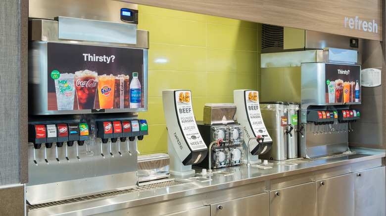 Soda fountain area at a McDonald's in San Antonio, Texas