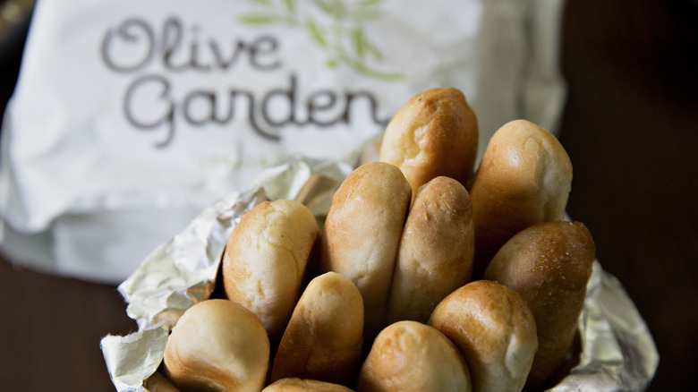 Olive Garden breadsticks and bag