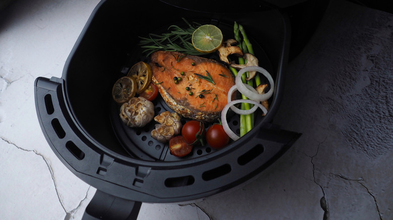 Salmon, capers in air fryer