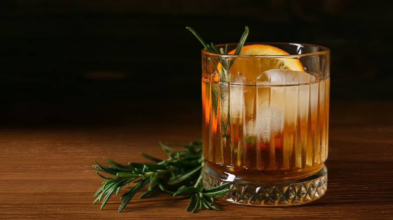 Old Fashioned cocktail with orange and bourbon