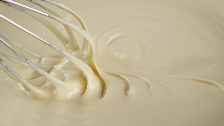 whisk in melted white chocolate