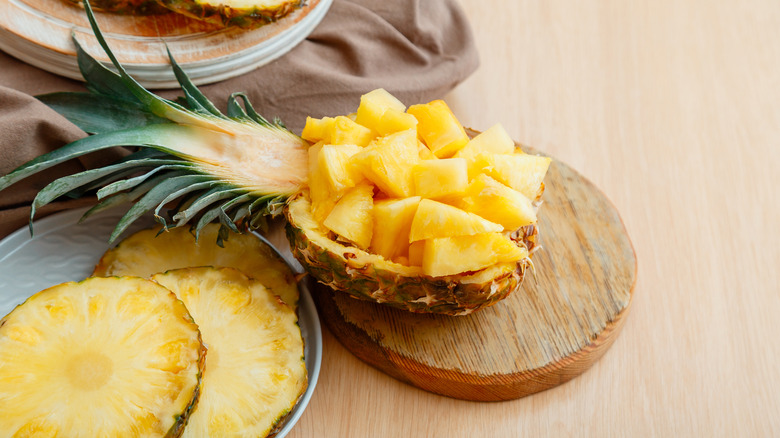 pineapple halved and cut into chunks
