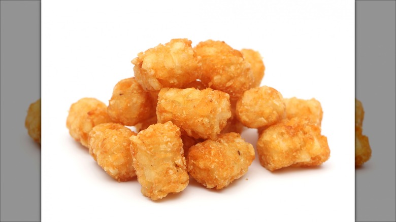 Tater tots against white background