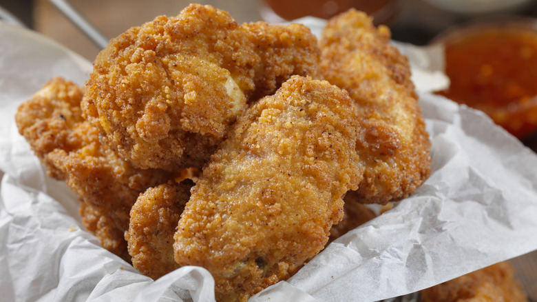 fried chicken on paper towel