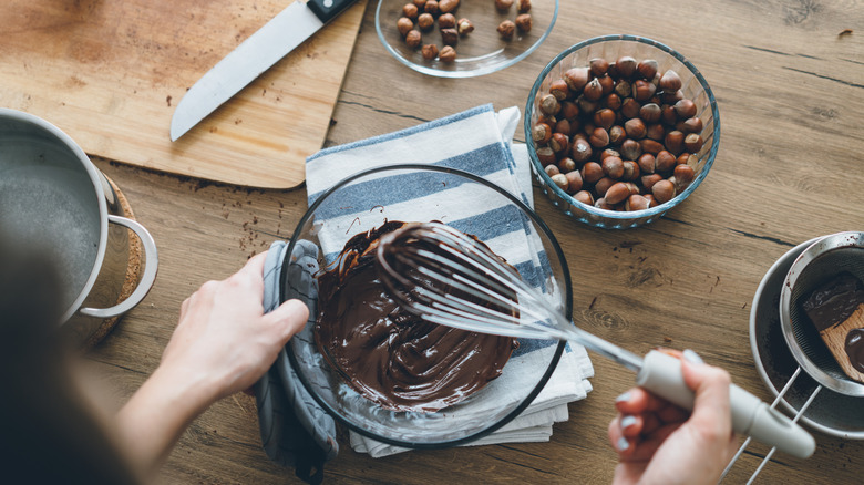 stirring melted chocolate